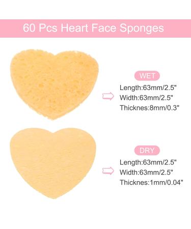 Buy uxcell 60 Count Heart-Shaped Compressed Facial Sponges - Daily Skincare Cleansing Pads for Home Kitchen & Travel - Orange - Buy Online on GoSupps.com
