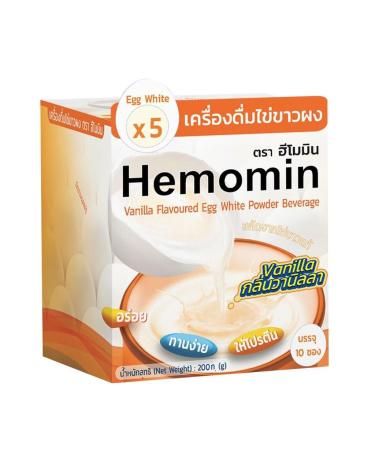 HEMOMIN Vanilla Flavor Egg White Powder Beverage 200g (10 Sachets x 20g)