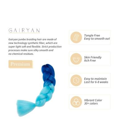 Buy Gairyan Jumbo Braids Extensions - 60cm Ombre Synthetic Braiding Hair (Sapphire & Sky Blue) - 100g for Box Crochet Braids | International Shipping Available - Buy Online on GoSupps.com