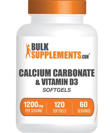 BULKSUPPLEMENTS.COM Calcium Carbonate with Vitamin D3 Softgels - Calcium and Vitamin D - Calcium Plus Vitamin D - Calcium Carbonate Supplement - 1 Calcium Softgels per Serving (120 Softgels) 120 Count (Pack of 1)