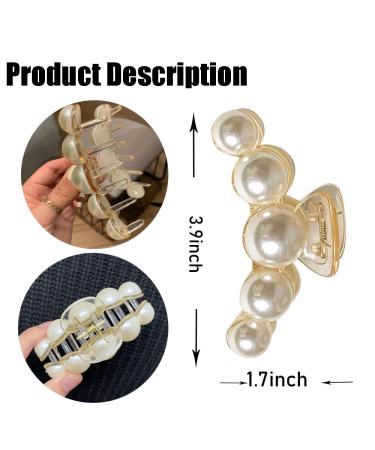 Champagne Large Pearl Hair Claw Clips for Women - Strong Hold, Nonslip Hair Jaw Clips for Daily, Wedding, Birthday - Fashion Accessories for Thick/Thin Hair - Buy Online on GoSupps.com