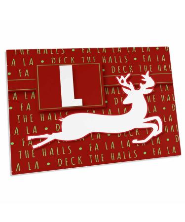 3dRose Letter L Monogram Christmas White Reindeer Deck The... - Desk Pad Place Mats (dpd-262650-1)