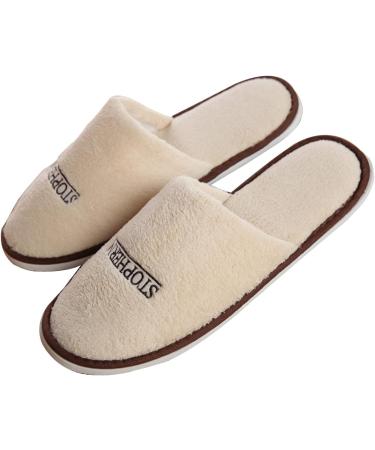 Soft Flannel Home Slippers for Guests - 5 Pairs Individually Packaged Bulk Shoes for Travel Hotel & Spa - Comfortable Men's Brown Slippers - Buy Online on GoSupps.com