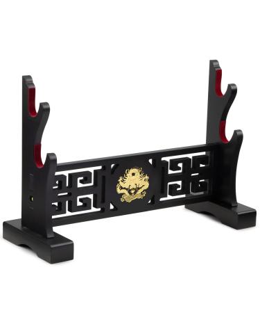 Ekkhysis Loong Sword Stand 2-Tier Padded Hook Katana Stand Holder Display Hanger for Tanto Rapier Light Saber Samurai Sword Cosplay Blade Tanjirou Demon Slayer Genshin Impact Weapon Display Stand (2-Tier)