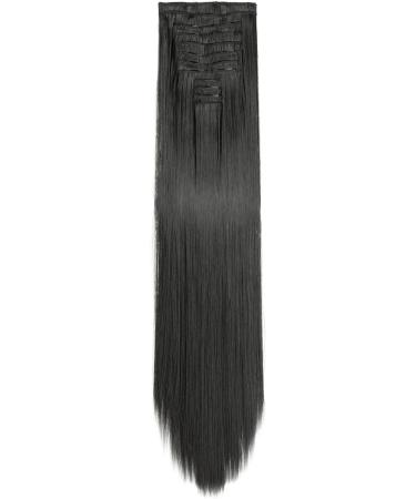 22 Off Black Synthetic Clip in Hair Extension - Full Head Double Weft Hairpiece for Women - Buy Online on GoSupps.com