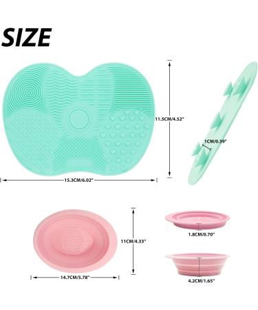 Makeup Brush Cleaning Pad 1 Piece Silicone Purifier with Suction Cup 1 Foldable Cleaning Bowl for Makeup Brushes Portable Cleaning Tool Set - Buy Online on GoSupps.com