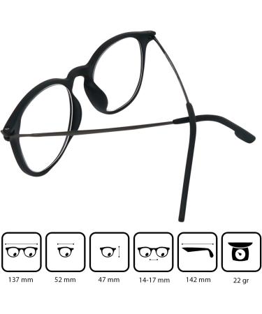 Shop Mini Modern Nerd Reading Glasses | Anti-Glare Blue Light Filter | Large Round Frames | Free Case | Men's 2.0 Diopters - Buy Online on GoSupps.com
