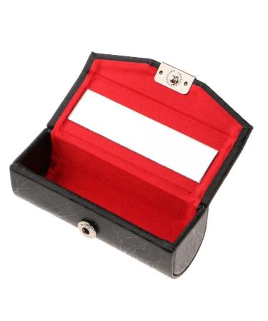 Milageto PU Leather Lipstick Case Holder with Mirror & Magnetic Closure - Stylish Black Cosmetic Organizer for Travel - Buy Online on GoSupps.com