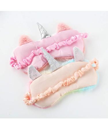 4 Pack Unicorn Sleeping Mask for Girls - Soft Plush Blindfold with Cute Unicorn Horn, Panda, Koala Designs - Eye Cover for Kids, Teens, Women - Perfect for Plane Travel, Nap, Night Sleeping - Buy Online on GoSupps.com