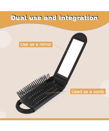 SJJJS Foldable Comb Black with Compact Mirror Pocket Size for Travel Car Sports Bag and Handbag - Buy Online on GoSupps.com