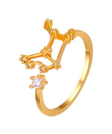 Zodiac sign Ring 12 Constellation Ring Adjustable Horoscop Collection Birthday Ring Gift for Women Teenage Girls Rings 16 (I One Size)