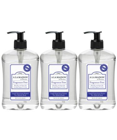 A LA MAISON French Liquid Hand Soap Hypoallergenic Unscented - Natural Hand Wash Made with Essential Oils - Biodegradable Plant-Based Vegan Cruelty-Free Alcohol & Paraben Free (16.9 oz 3 Pack)