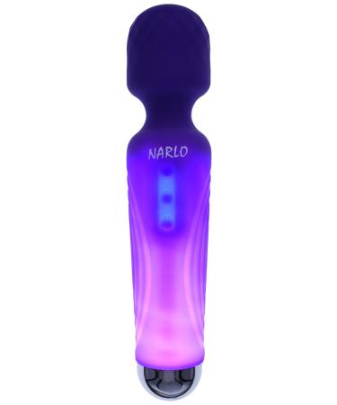 NARLO Upgraded Powerful Vibrate Wand Massager with 5 Powerful Vibration Patterns & 10 Speeds, Waterproof, Handheld, Back Body Massage, Sports Recovery&Muscle Aches (Luminous Purple)