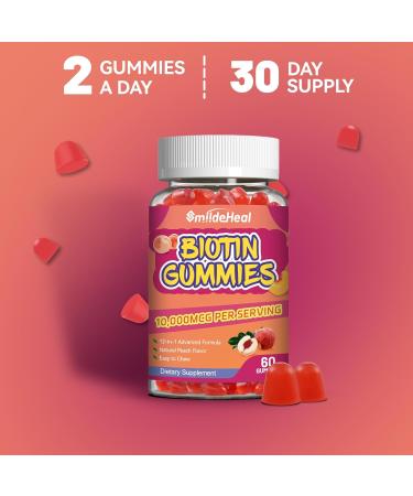 2 Pack Biotin Gummies for Hair Growth 10000 mcg Hair Skin and Nails Gummy with Folic Acid Vitamins A B C E & D Vegan biotin Vitamins for Women & Men 120 Gummies 60 Count (Pack of 2) - Buy Online on GoSupps.com