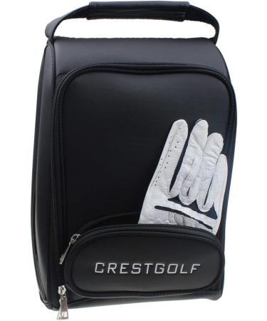 Crestgolf Deluxe PU Golf Shoe Bag - Waterproof Zippered Carrier with Ventilation, Outside Pocket for Socks, Tees, etc - Buy Online on GoSupps.com