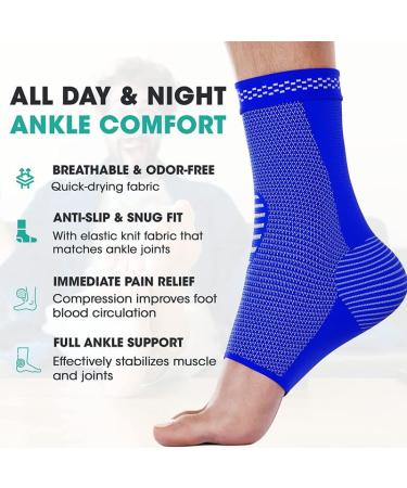 Modvel Ankle Brace Socks for Sprains - Compression Sleeve for Men & Women - Tendonitis Arthritis & Sports Support - Blue Large - Buy Online on GoSupps.com