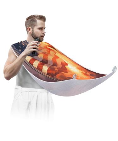 Beard Bib Apron Beard Hair Catcher for Men Shaving Fathers Day Christmas Gifts for Dad Beard Bib Flag Beautiful Flower Bush
