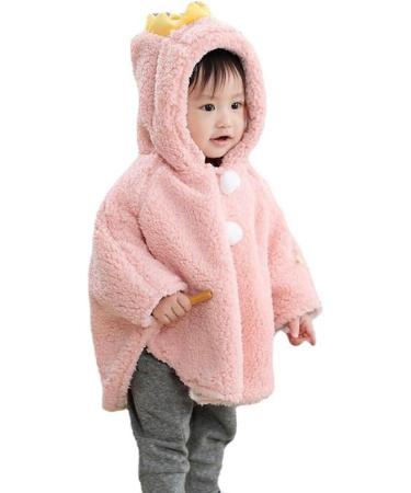 ITODA Toddler Winter Fleece Hooded Cape Coat - Pink (0-3 Years) - Buy Online on GoSupps.com