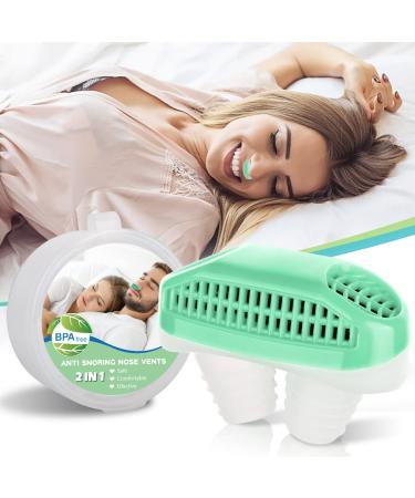 Robesty Anti Snoring Devices, Upgrade All in 1 Nose Air Purifier Vents Plugs Clip, Snoring Reduce for Women Men, Stop Snoring Sleep Aid Nasal Snore Reducing for Better Sleep Green, 1 Count