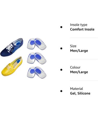 Men's Large Gel Heel Cups - 3 Pairs for Plantar Fasciitis & Heel Pain Relief - Buy Online on GoSupps.com