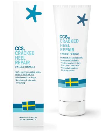 CCS Cracked Heel Repair Balm - Visible Results in 3 Days for Heels and Very Dry Feet Contains 25% Urea Lactic Acid Clinically Tested 125ml