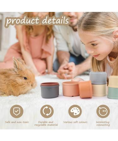 WALLFID 8 PCS Stacking Cups for Rabbits-Bunny Toys for Hiding Food and Playtime Fun BPA-Free Safe Plastic Pet Toys Multi-Coloured and Various Sizes (Morandi Colour) - Buy Online on GoSupps.com