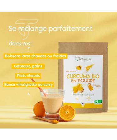 Curcuma BIO Premium en Poudre 250g | Jusqu 5% de Curcumine | Articulations Mobilit Digestion Peau | Sans Gingembre Sans Pip rine Ni Poivre Noir | Pas en G lules | Terravita - Buy Online on GoSupps.com