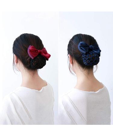 MOTZU 9-Piece Bowknot Hair Clip Set in Red | Women's Snood Net Barrette Bun Cover with Lace Bow Detail - Buy Online on GoSupps.com