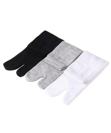 HEALIFTY Elastic Cotton Flip Flop Socks 3 Pairs(White+Grey+Black)