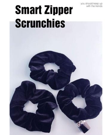 BSEKT Zipper Scrunchies Pocket Secret Velvet Hair Ties Bracelet for Apple AirPods - Black 3PCS - Buy Online on GoSupps.com