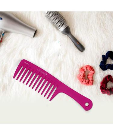 Coconut Oil Infused Wide Tooth Comb - Hot Pink Handgrip Handle, Ideal for Long Curly Hair - Majestik - Buy Online on GoSupps.com