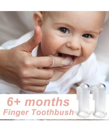 IHOMEINF Baby Toothbrush Set - 4 Pack Toddler, Infant & Children's Toothbrushes with Tongue Cleaner - Food Grade Silicone - Pink - Buy Online on GoSupps.com