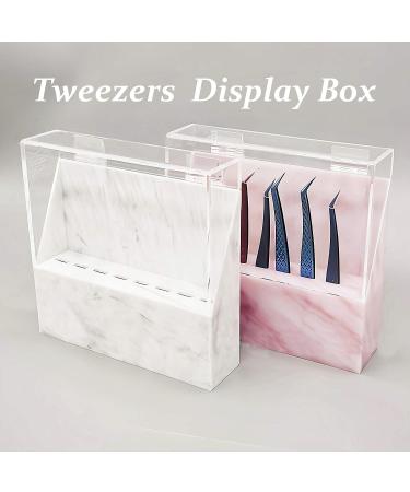 Dust-proof Acrylic Marble Eyelash Tweezers Holder with Cover - Pink | Lash Cart Organizer - Buy Online on GoSupps.com