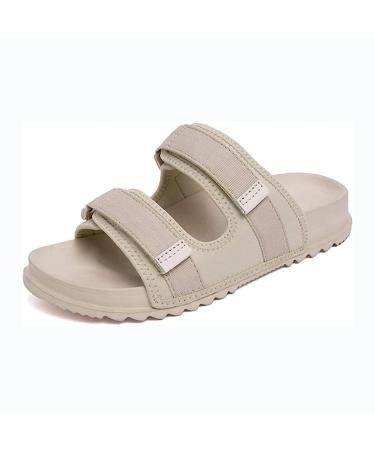 HCZION Diabetic Slippers for Men Adjustable Memory Foam Shoes Arthritis Edema Extra Wide Comfy Sandal Orthopaedic Comfort Elderly Sandals-Beige||41 EU 41 EU Beige