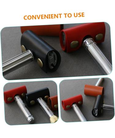 Angoily 6 pc Manual Razor Shell Set - Classic Leather Cover for Men's Shaving Razor | Vintage Iron Man Style - Buy Online on GoSupps.com