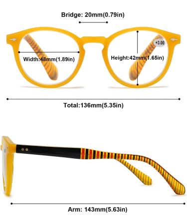 Shop Abetos Retro Reading Glasses - Anti Blue Light Comfortable Stylish for Men & Women - Large Round Computer Glasses in Starch Yellow 3.0x - Buy Online on GoSupps.com