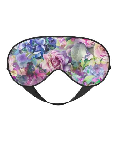 Watercolor Hydrangea Rose Flowers Sleep Mask for Women Men Aesthetic Artistic Soft Adjustable Blackout Eye Covers for Sleeping Airplane Travel Watercolor Hydrangea Rose 1 Count (Pack of 1)