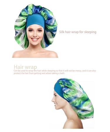 Silk Satin Bonnet for Women | Wide Band Hair Bonnet for Curly & Long Hair | Jumbo Bonnet for Sleeping (Large Green) - Buy Online on GoSupps.com