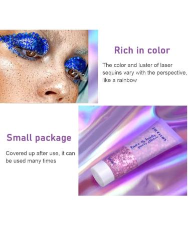 SWETIYOU 50ml Holographic Chunky Body Glitter Gel - Long Lasting Festival Cosmetic Sequins in Blue - Buy Online on GoSupps.com