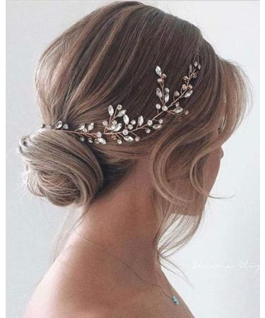 Cubahop Bride Wedding Hair Vines Bridal Crystal Headband Rhinestones Headpieces Hair Accessories for Women and Girls (Rose Gold) - Buy Online on GoSupps.com