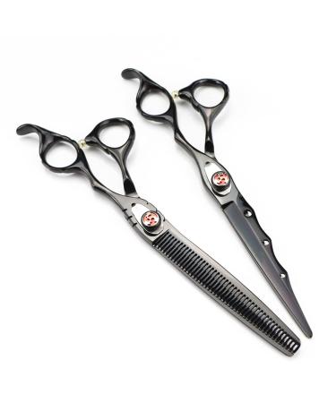 Hair Scissors 440c Black Grooming Hair Scissors Cutting Barber Haircut Thinning Shears Hairdressing Scissors Hair Cutting Kit