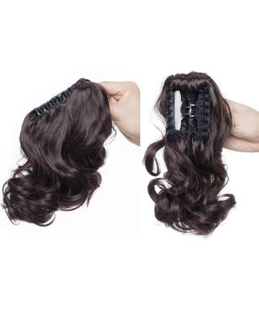 12 Long Curly Ponytail Extension | Clip-in Claw Hairpiece Ombre Synthetic Dark Brown | Realistic and Natural Looking - Buy Online on GoSupps.com