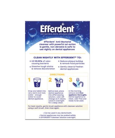 Efferdent PM Overnight Anti-Bacterial Denture Cleanser Tablets 90 ct. (Pack of 4) - Effective Denture Cleaning Solution - Buy Online on GoSupps.com
