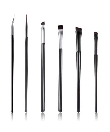 6 Pieces Makeup Brush Set Goth Makeup Brushes Ultra Thin Slanted Flat Angle Eyeliner Brushes Define Eye Shadow Brushes for Women Girls Cosmetics
