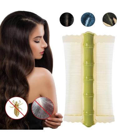 AMZLORD C84omb Double-sided Scalp Massage Comb Fine Tooth Hair Nit Comb Lice Comb Flea Lice Removal Bamboo Shape for Cats Dogs Green - Buy Online on GoSupps.com
