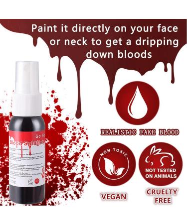 Go Ho 1oz Fake Blood Spray for Halloween Costume Makeup | Washable Eye Blood Drops, Blood Splatter for Clothes | Zombie, Vampire, Monster Cosplay - Buy Online on GoSupps.com