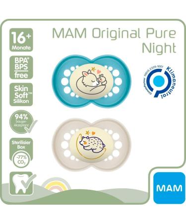 Buy MAM Day & Night Pacifiers 16+ for Boys - Set of 6 with Sterilized Transport Boxes | Soft Silicone & Original Design - International Shipping Available - Buy Online on GoSupps.com