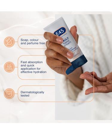 E45 Daily Hand Cream 50ml - Non-Greasy Hand Moisturizer for Very Dry and Sensitive Skin - Fast Absorption Formula - Fragrance-Free - 1 Pack - Buy Online on GoSupps.com