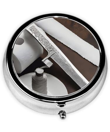 Japan Samurai Sword Mini Round Pill Box | 3 Compartment Travel Organizer | Portable Medicine Case for Home & Office - Buy Online on GoSupps.com