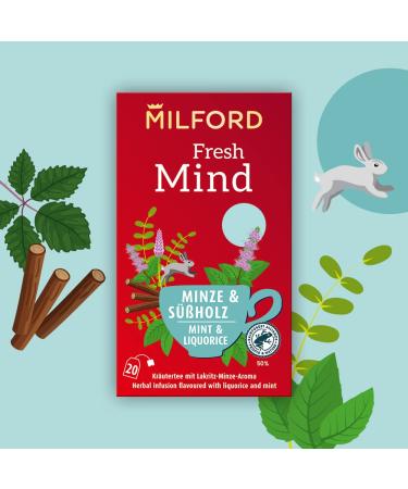 Milford Fresh Mind Herbal Tea | Liquorice & Mint | 20 Tea Bags | International Shipping Available - Buy Online on GoSupps.com